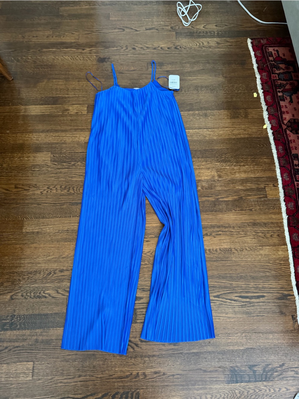 Ces Femme Cobalt Blue Pleated Wide-Leg Jumpsuit